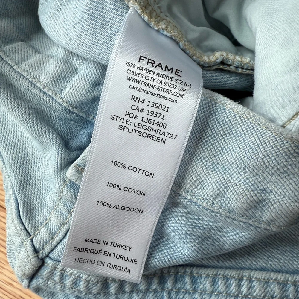 Frame Denim Le Brigette Splitscreen Jean Short High-Rise Frayed Women’s Size 24